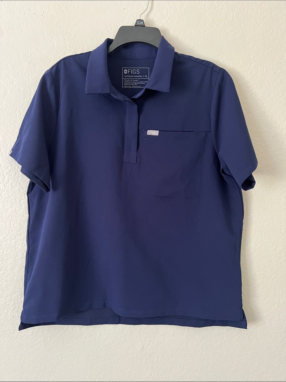 NWT FIGS Juba Classic Polo Scrub Top with Chest Pocket Navy Size XL
